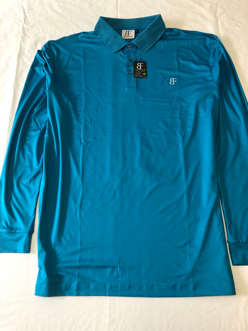 Aqua Long Sleeved Golf Shirt